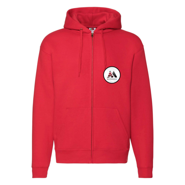 Hooded Sweat Jacket with Slogan - Red